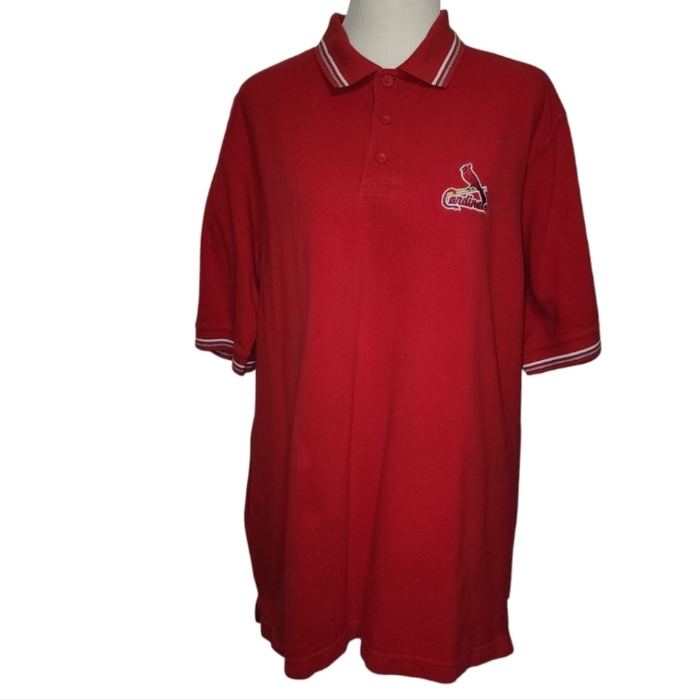 CSA St. Louis Cardinals Baseball Team Red Polo Shirt Men Sz 2XL MLB Logo Fandom